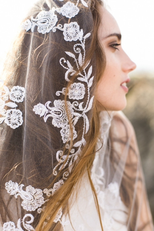 Embroidered Wedding Veils
 Embroidered Bridal Veil with Floral Edge Style 004
