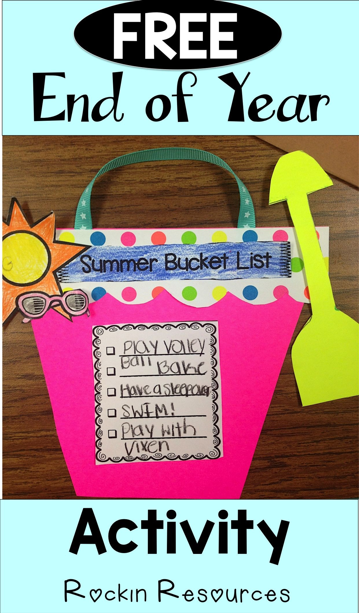 End Of Year Preschool Craft
 Summer Bucket List Activity