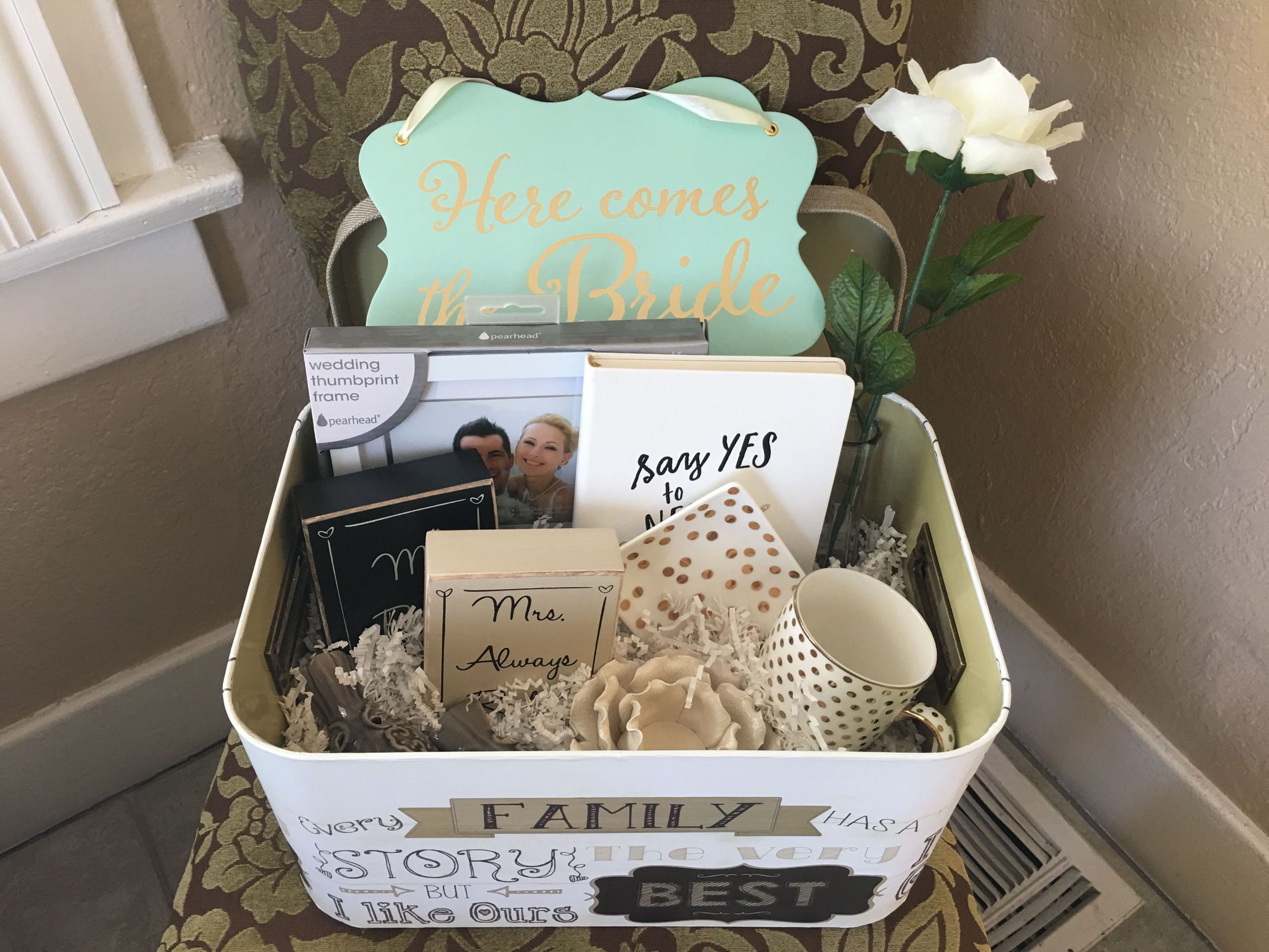 Engagement Gift Basket Ideas
 DIY Engagement Gift Basket Items from Bed Bath and Beyond