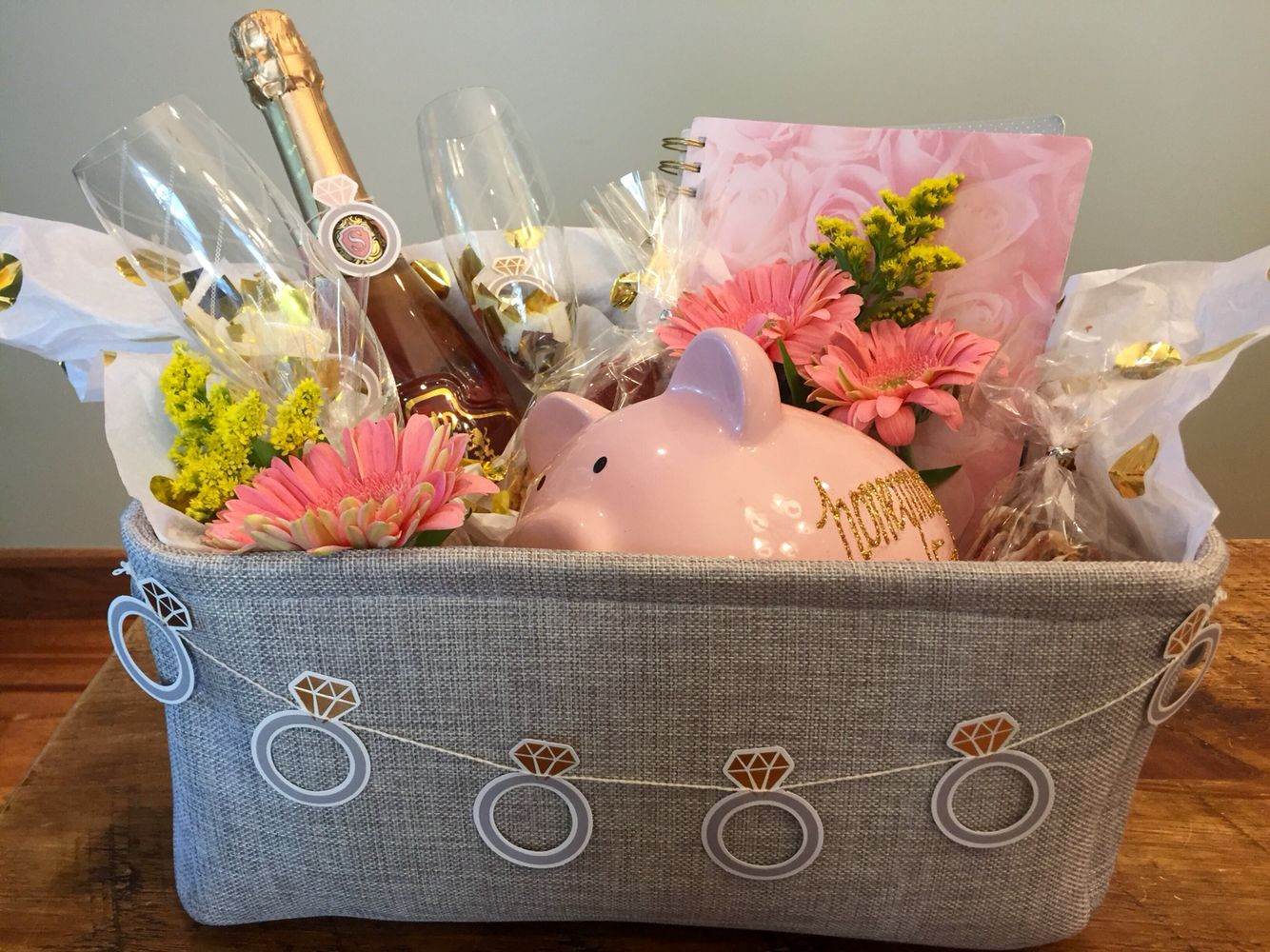 Engagement Gift Basket Ideas
 Engagement t basket Champagne & glasses honeymoon