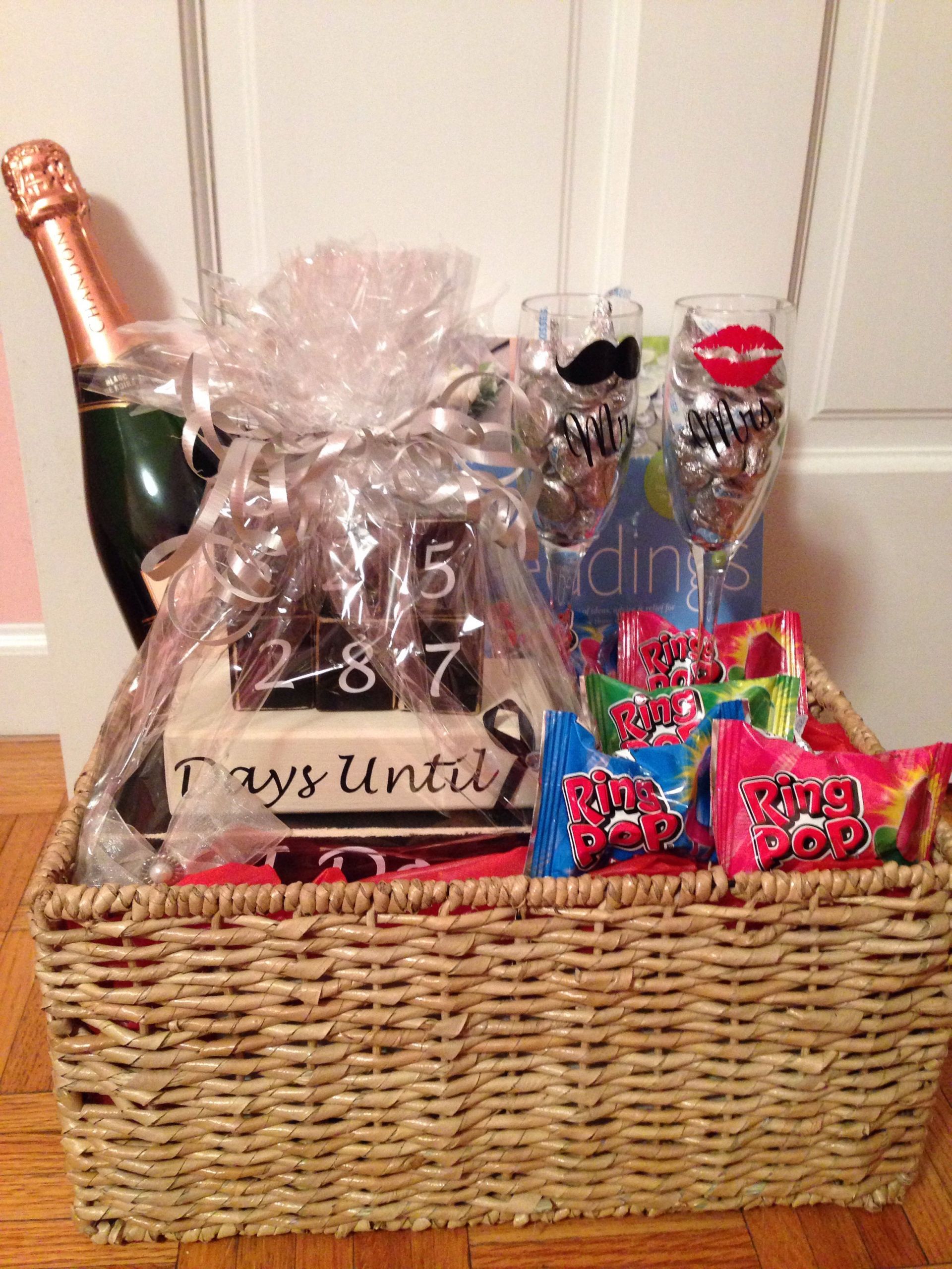 Engagement Gift Basket Ideas
 engagement t basket champagne glasses countdown to