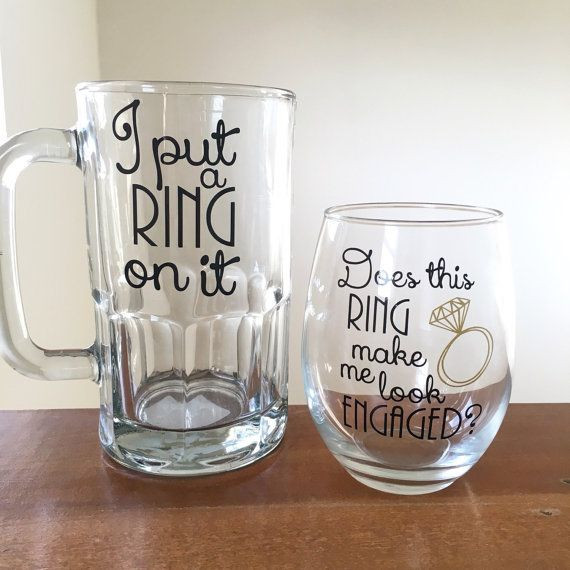 Engagement Gift Ideas For Couples
 Couples engagement t I put a ring on it beer mug does
