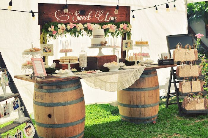 Engagement Party Table Ideas
 Kara s Party Ideas Rustic Chic Engagement Party