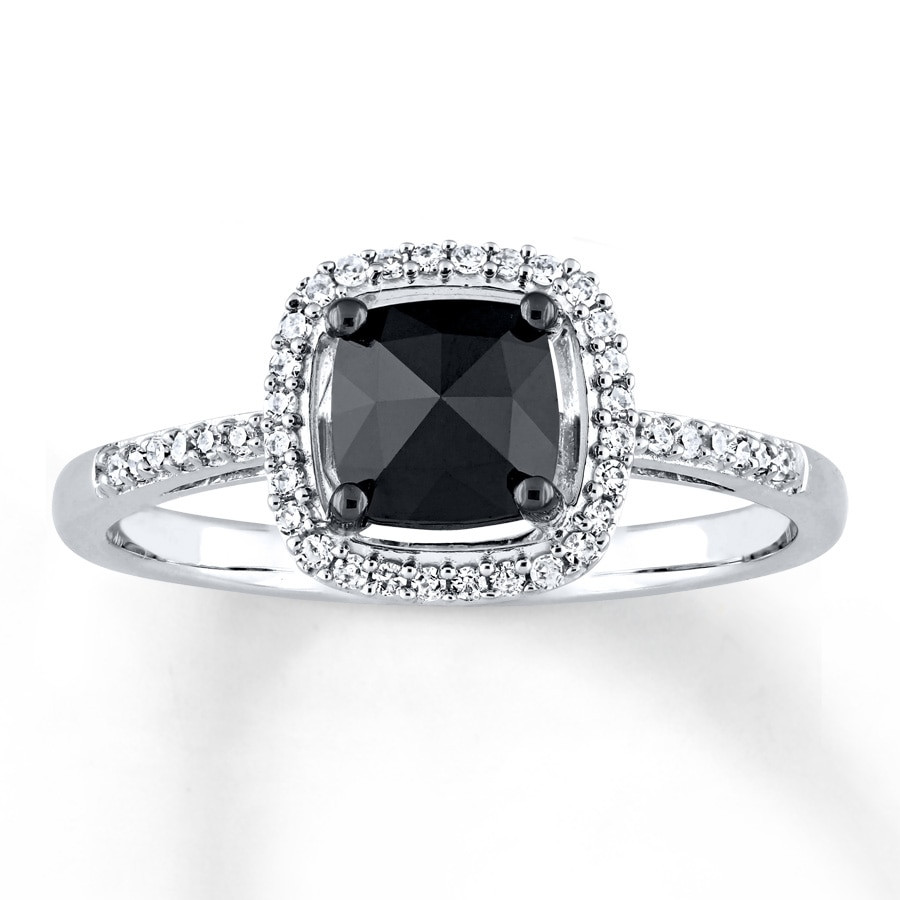 Engagement Rings Black Diamonds
 Black Diamond Engagement Ring 1 cttw Cushion cut 14K White