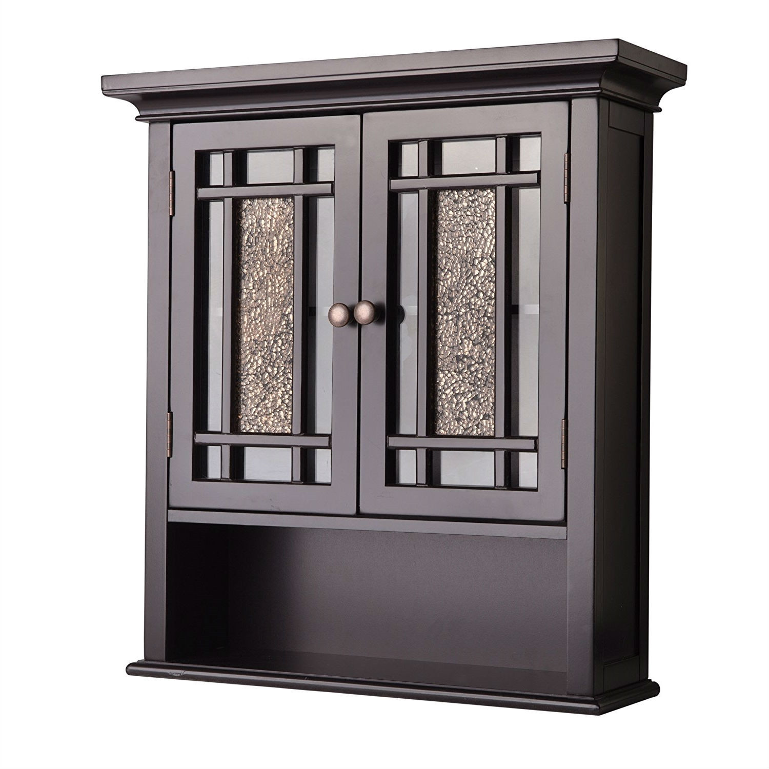 Espresso Bathroom Cabinet
 Espresso Bathroom Wall Cabinet with Amber Mosaic Glass