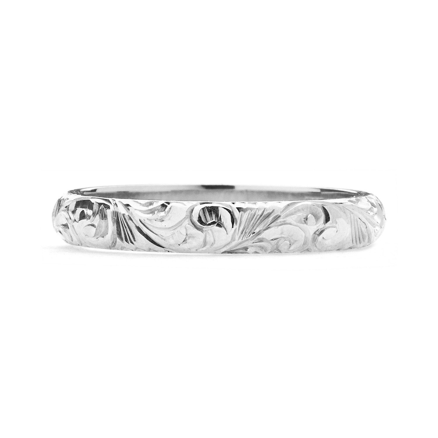 Ethical Wedding Rings
 Scrolls Engraved Ethical Gold Wedding Ring 3mm – LEBRUSAN