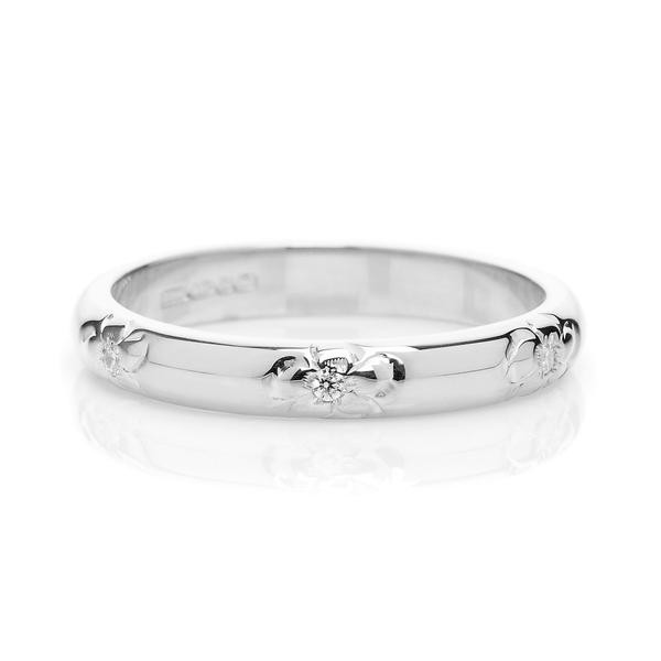 Ethical Wedding Rings
 D Shape Diamond Flower Ethical Platinum Wedding Ring