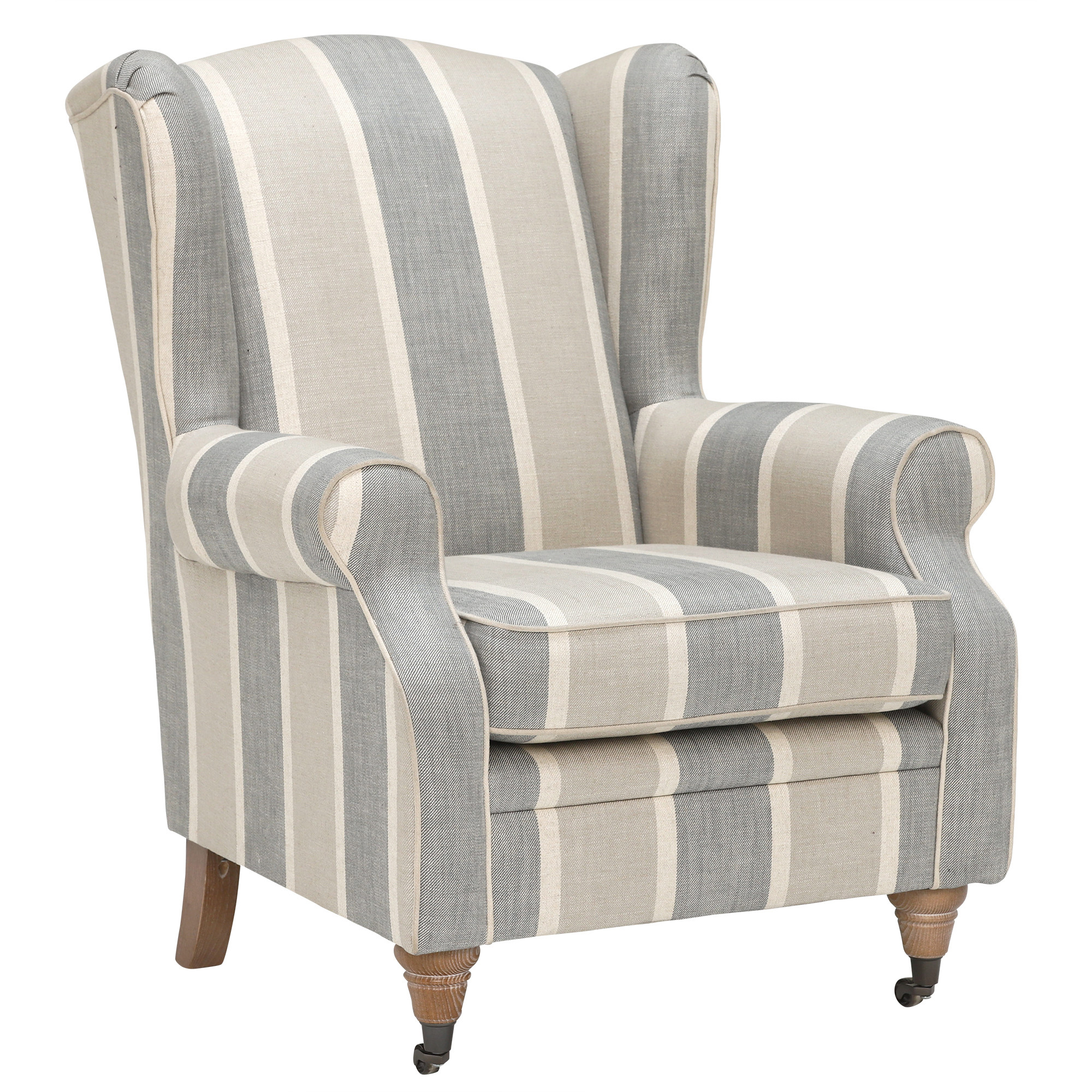 Fabric Living Room Chairs
 Calluna Striped Fabric Accent Chair