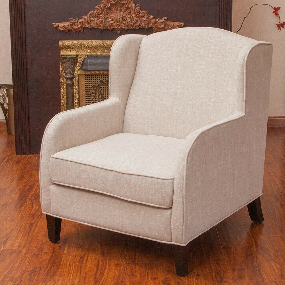 Fabric Living Room Chairs
 Living Room Furniture Natural Fabric Wingback Club Chair