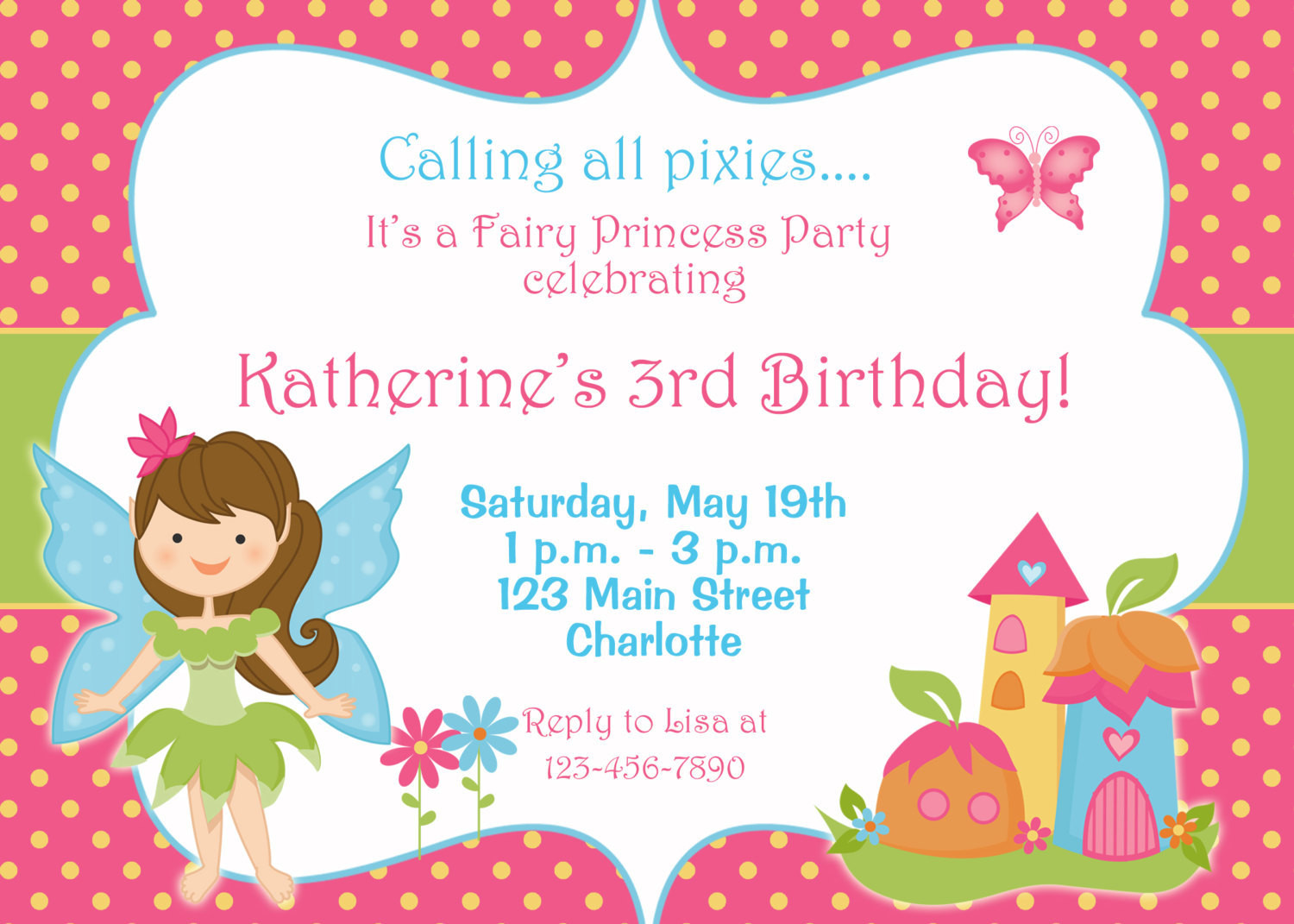 Fairy Birthday Invitations
 Fairy princess party birthday invitation by TheButterflyPress