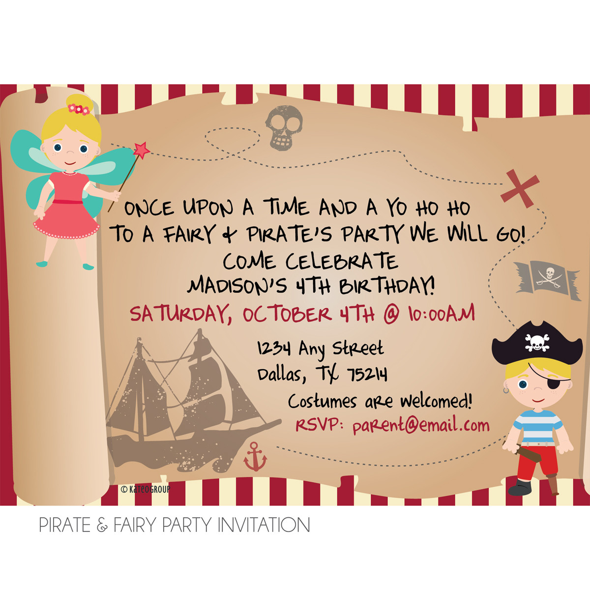 Fairy Birthday Invitations
 Pirate and Fairy Birthday Party Invitation