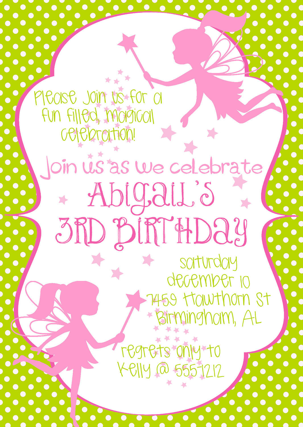 Fairy Birthday Invitations
 Fairy Princess Birthday Party Invitation in by