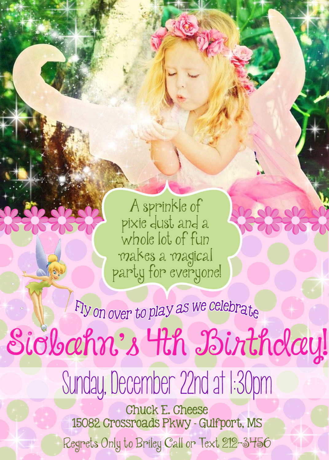 Fairy Birthday Invitations
 Flower Fairy Birthday Party Invitation 5x7 DIGITAL FILE