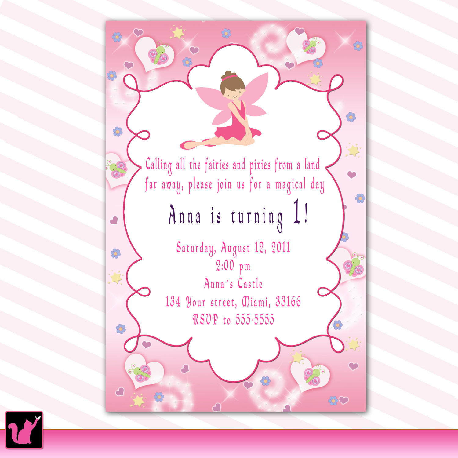 Fairy Birthday Invitations
 Fairy Birthday Invitation Princess Custom Girl 1st by
