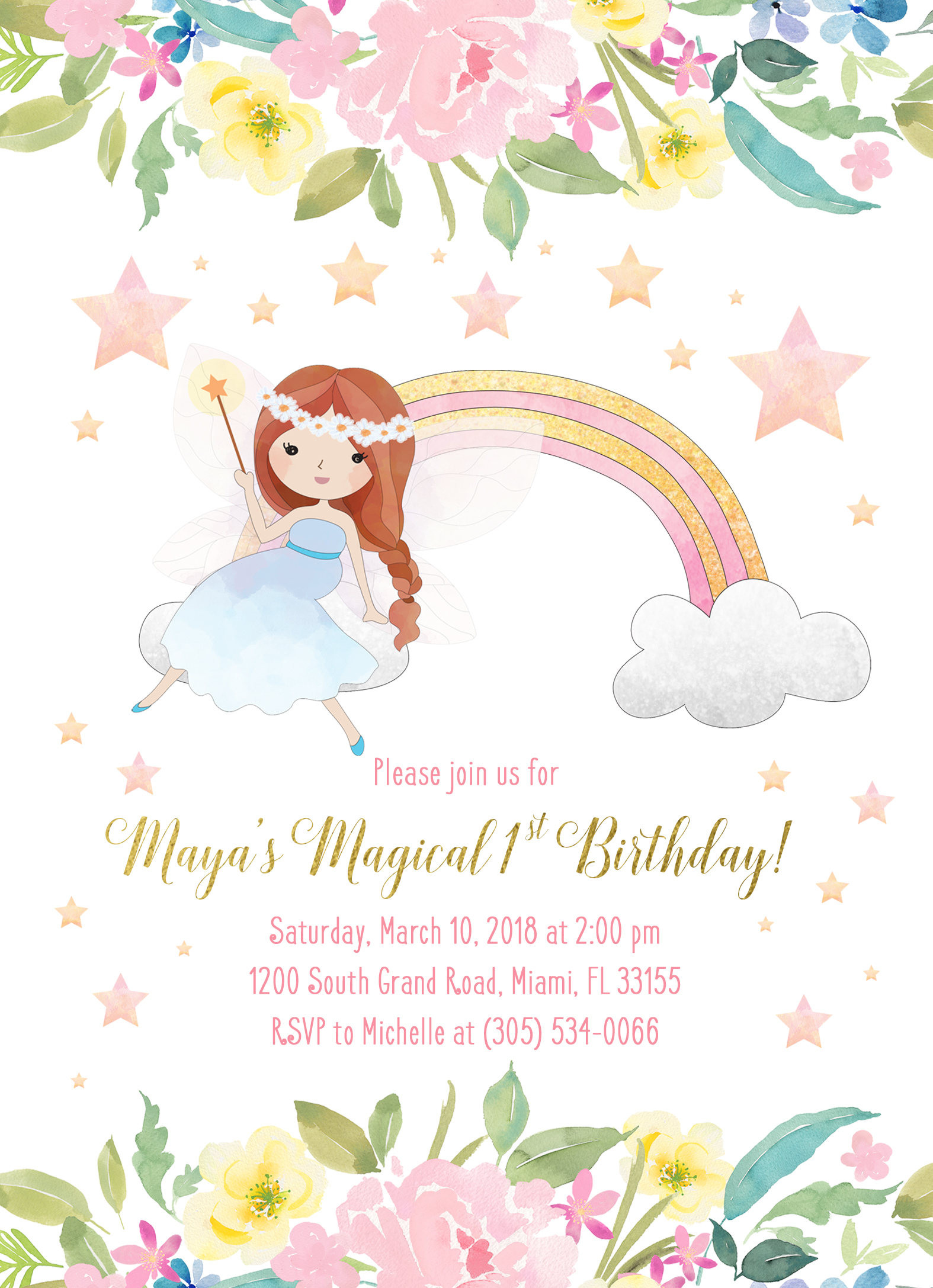 Fairy Birthday Invitations
 Fairy Invitation Fairy Birthday Invitation Floral Fairy