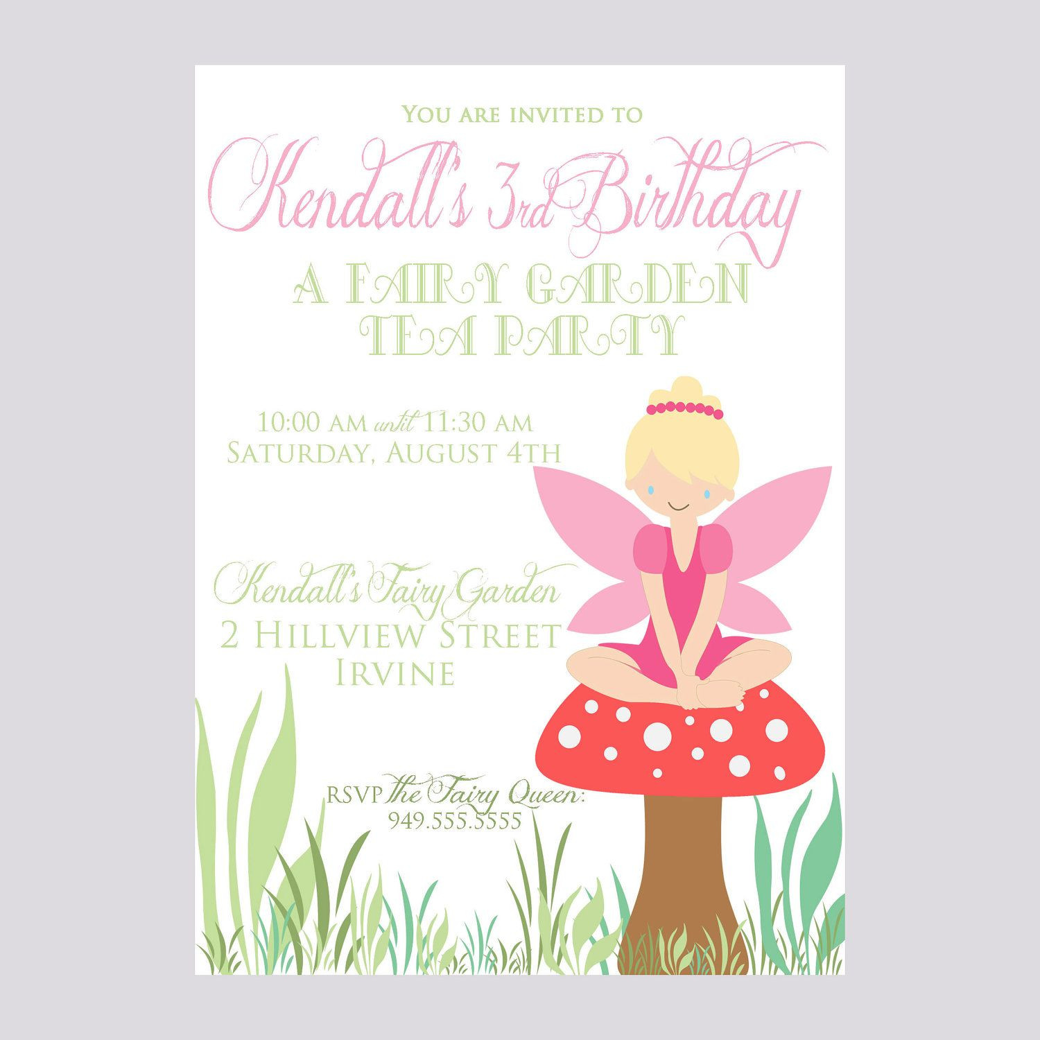Fairy Birthday Invitations
 Custom Fairy Birthday Invite Pixie Party Invitation