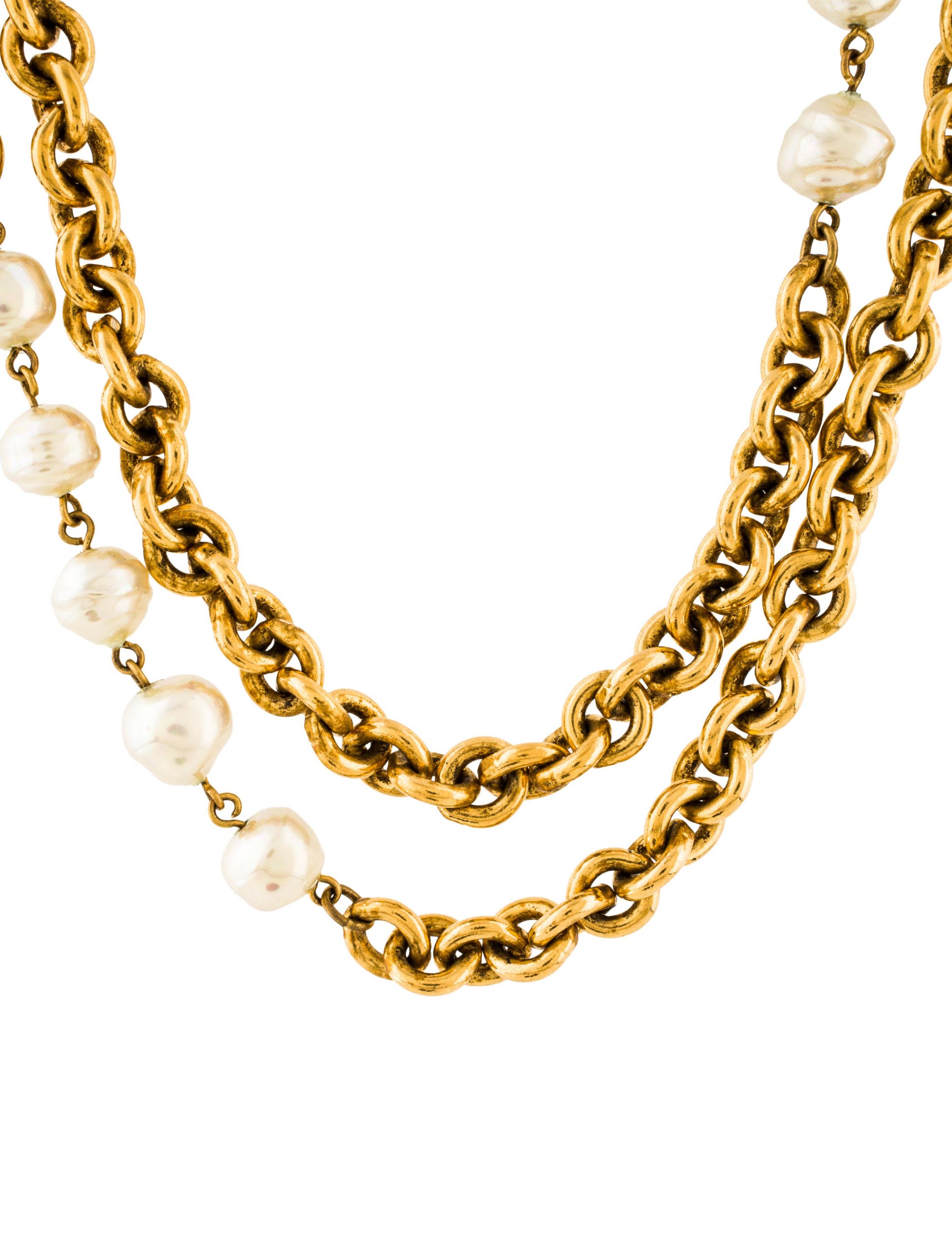 Fake Pearl Necklaces
 Chanel Faux Pearl Double Strand Necklace Necklaces