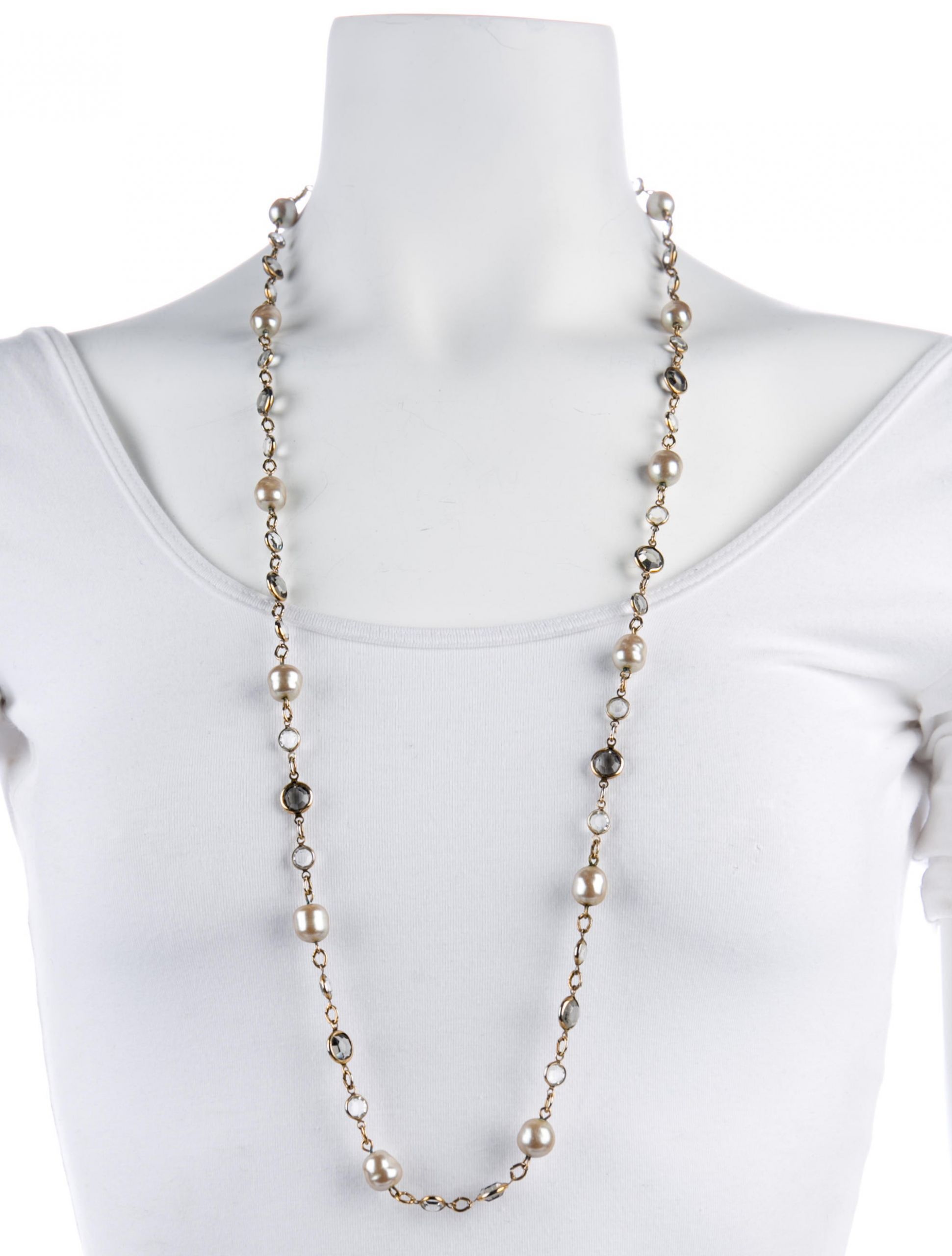 Fake Pearl Necklaces
 Chanel Faux Pearl & Crystal Sautoir Necklace Necklaces