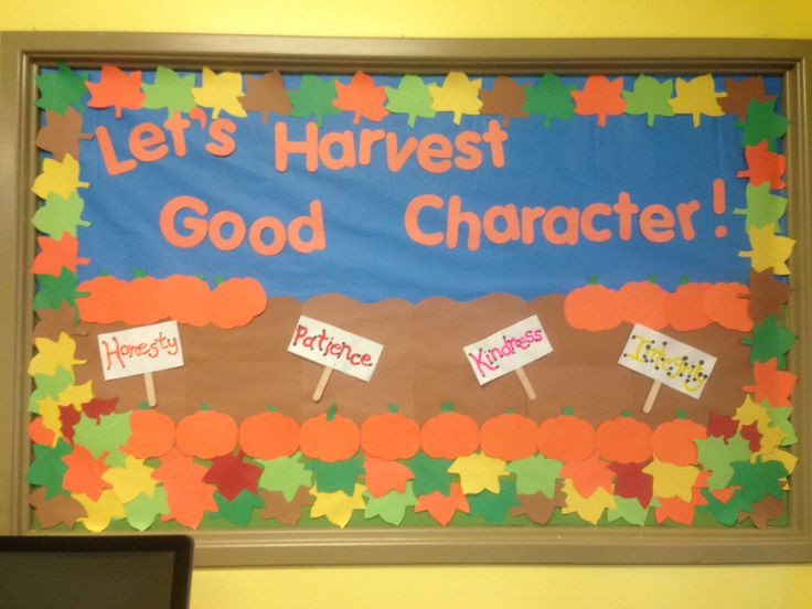 Fall Bulletin Board Ideas Elementary
 "Let s Harvest Good Character " Fall bulletin board for