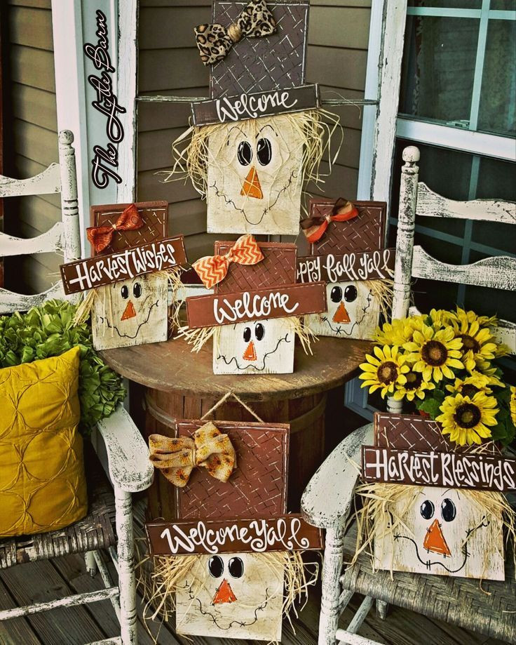 Fall Wooden Craft Ideas
 Handpainted scarecrows Follow me on Instagram and