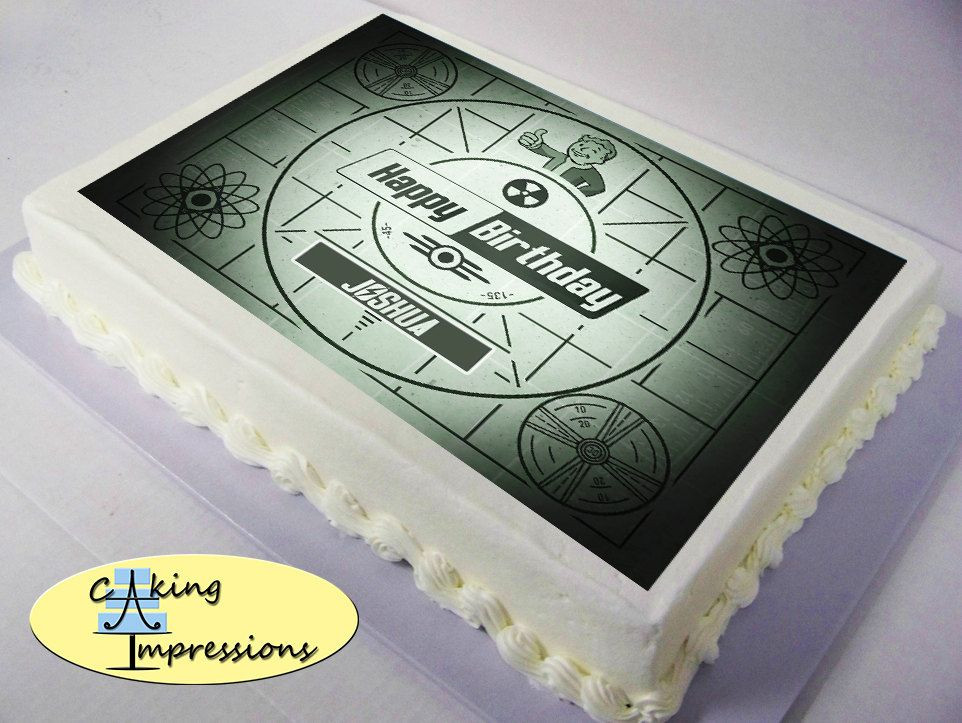 Fallout Birthday Cake
 Fallout Shelter Pip Boy Edible Image Cake by