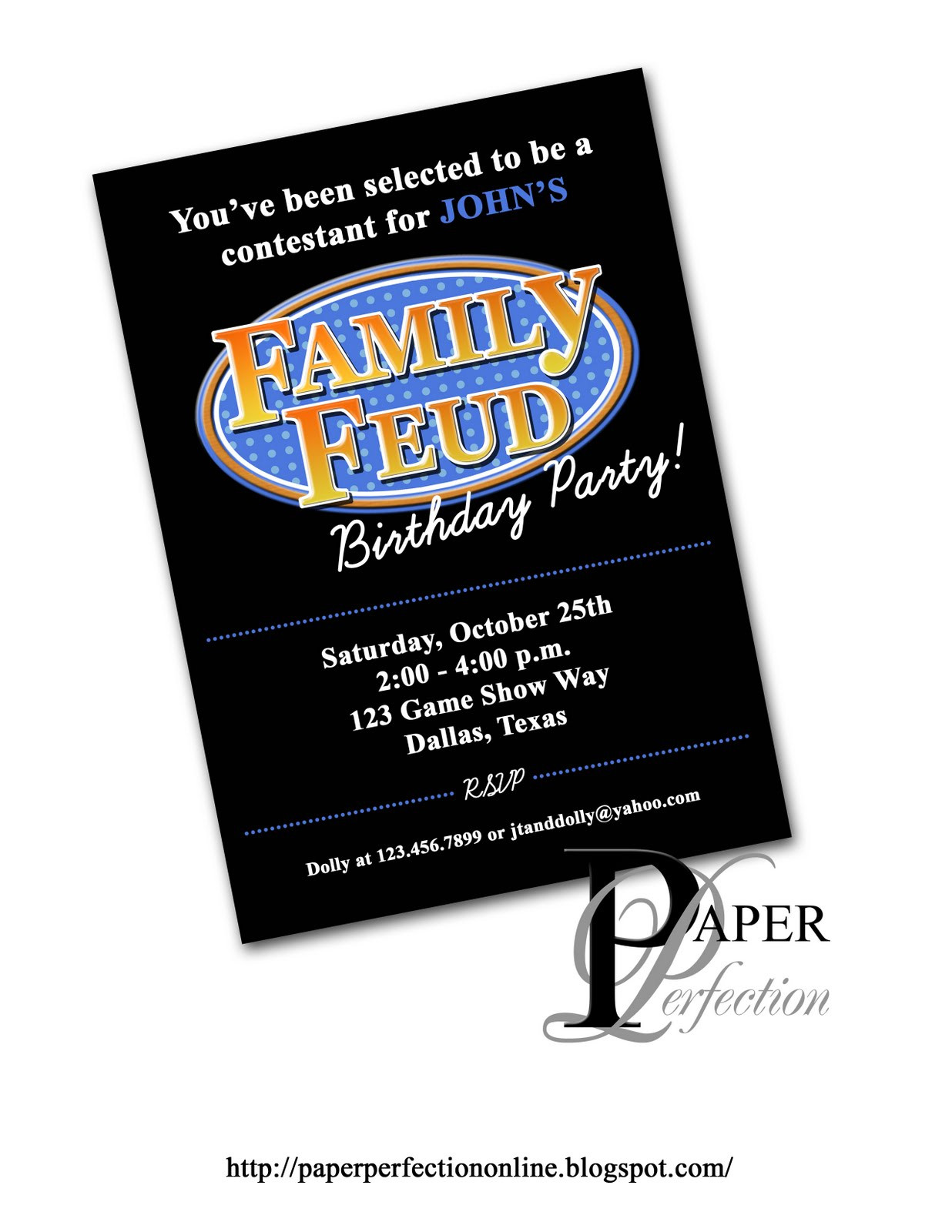 Family Birthday Party Ideas
 Paper Perfection Family Feud Birthday Party Invitation