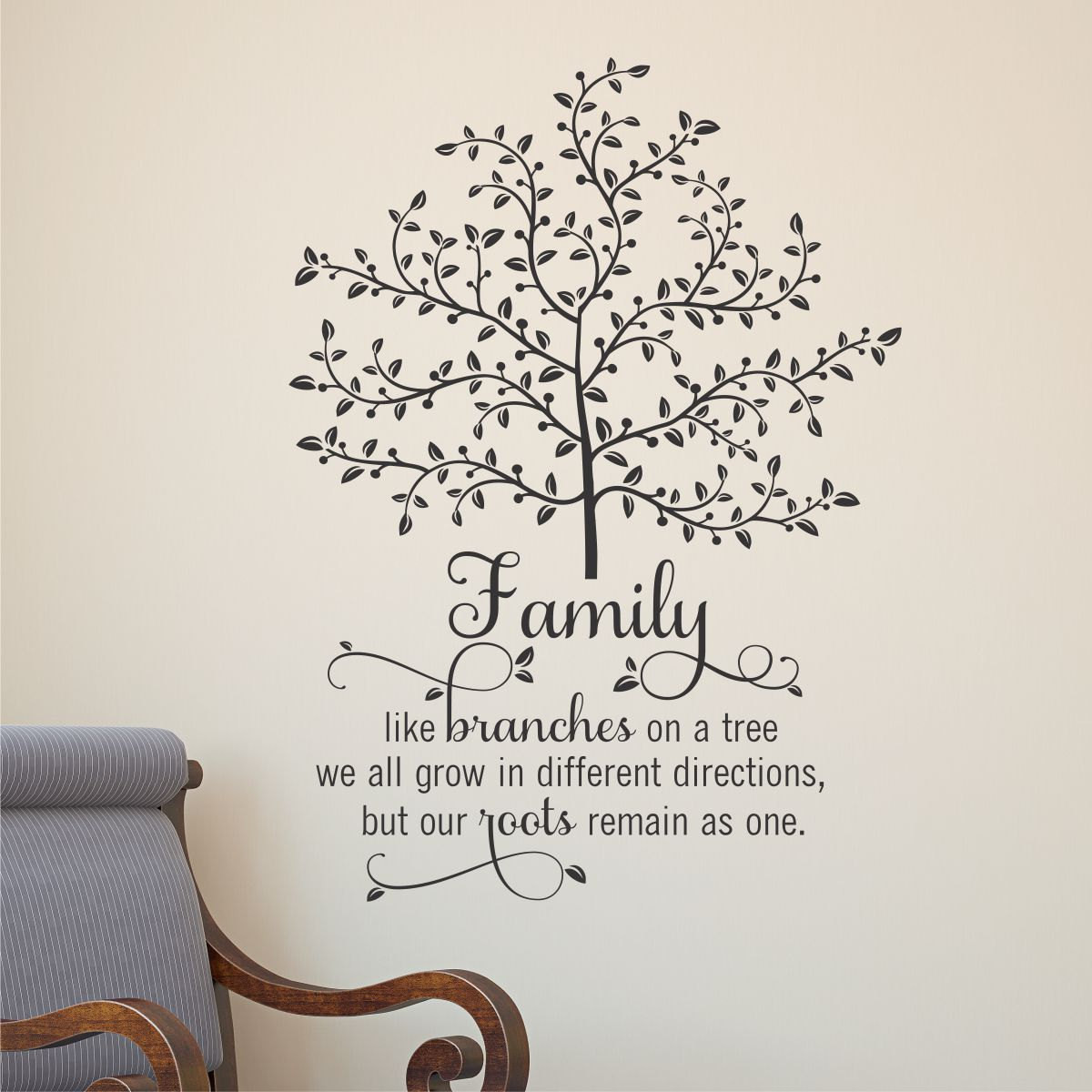 Family Tree Quote
 Wall Quote Decal Family Tree With Roots Branches Home Wall