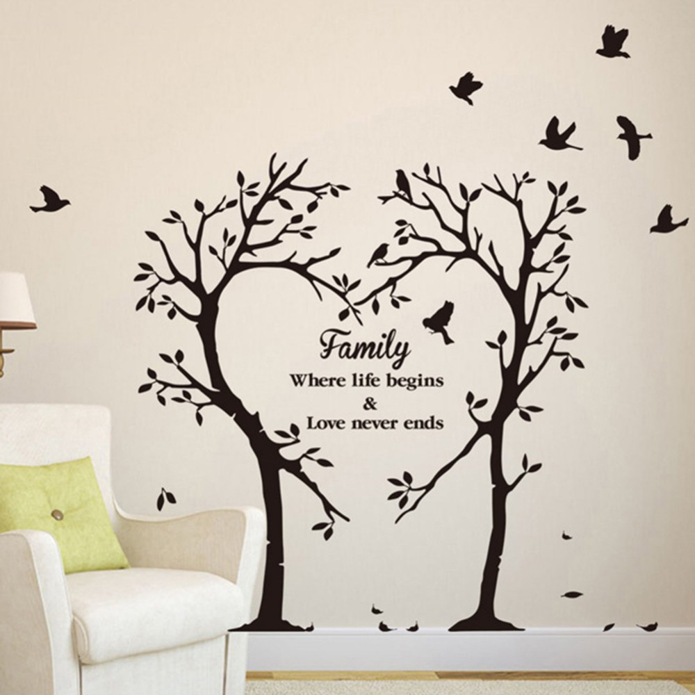 Family Tree Quote
 Innovative Family Words Wall Sticker Heart Shaped Tree