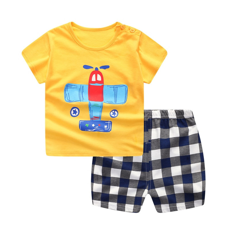 Fashion Baby Boy Clothing
 Plaid Baby Boy Clothes Summer 2019 New Aircraft Baby Boy