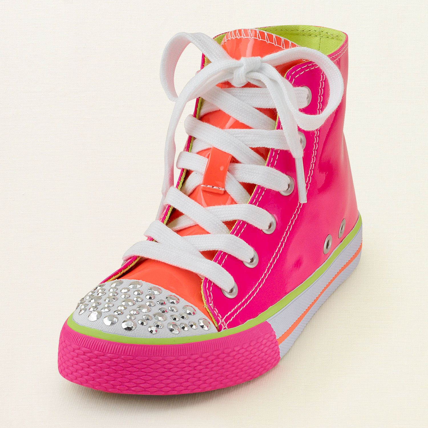 Fashion Shoes For Kids
 girl shoes neon hi top sneaker