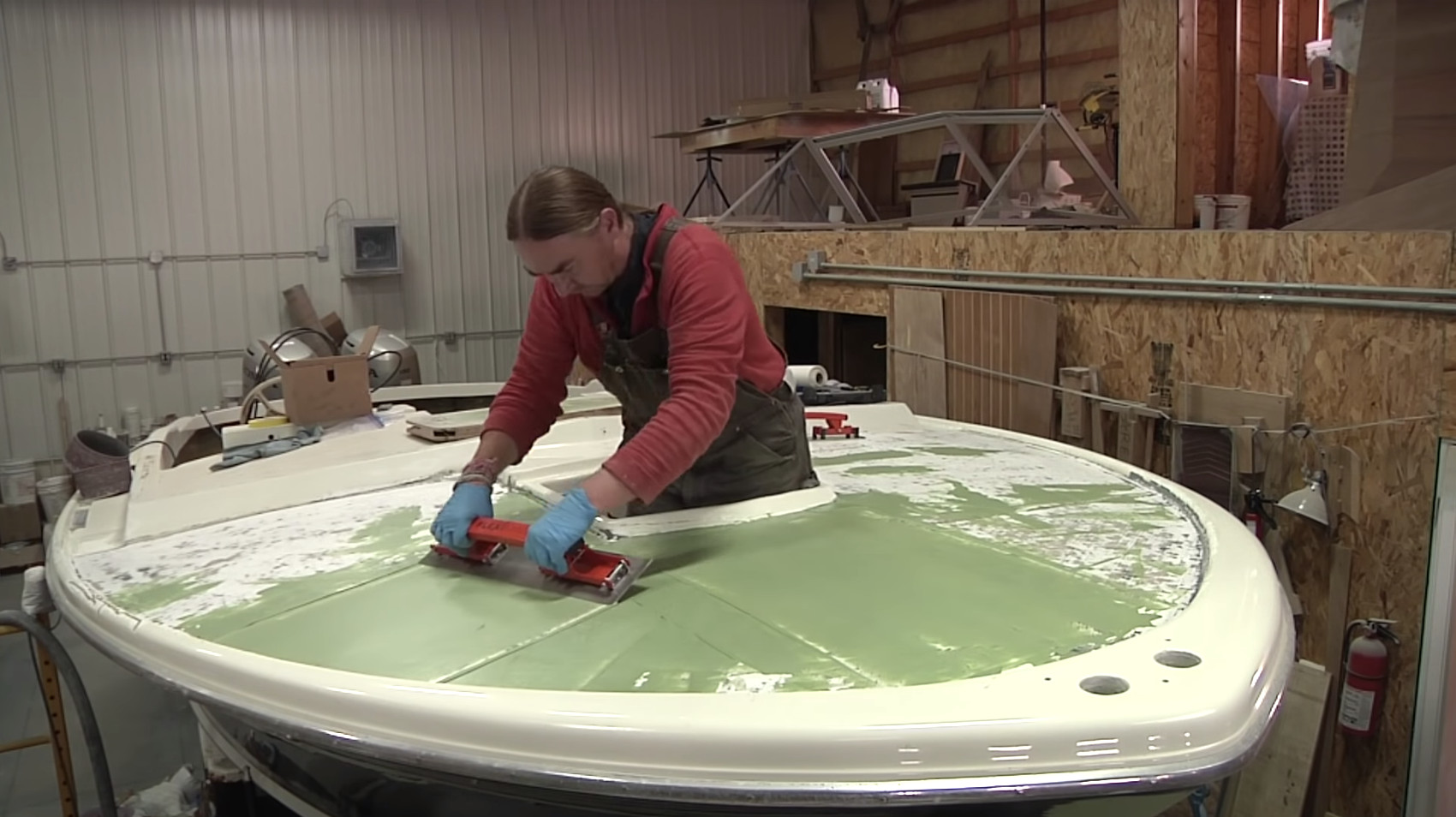 Fiberglass Deck Paint
 Fairing a Fiberglass Deck on a Bertram Moppie Powerboat