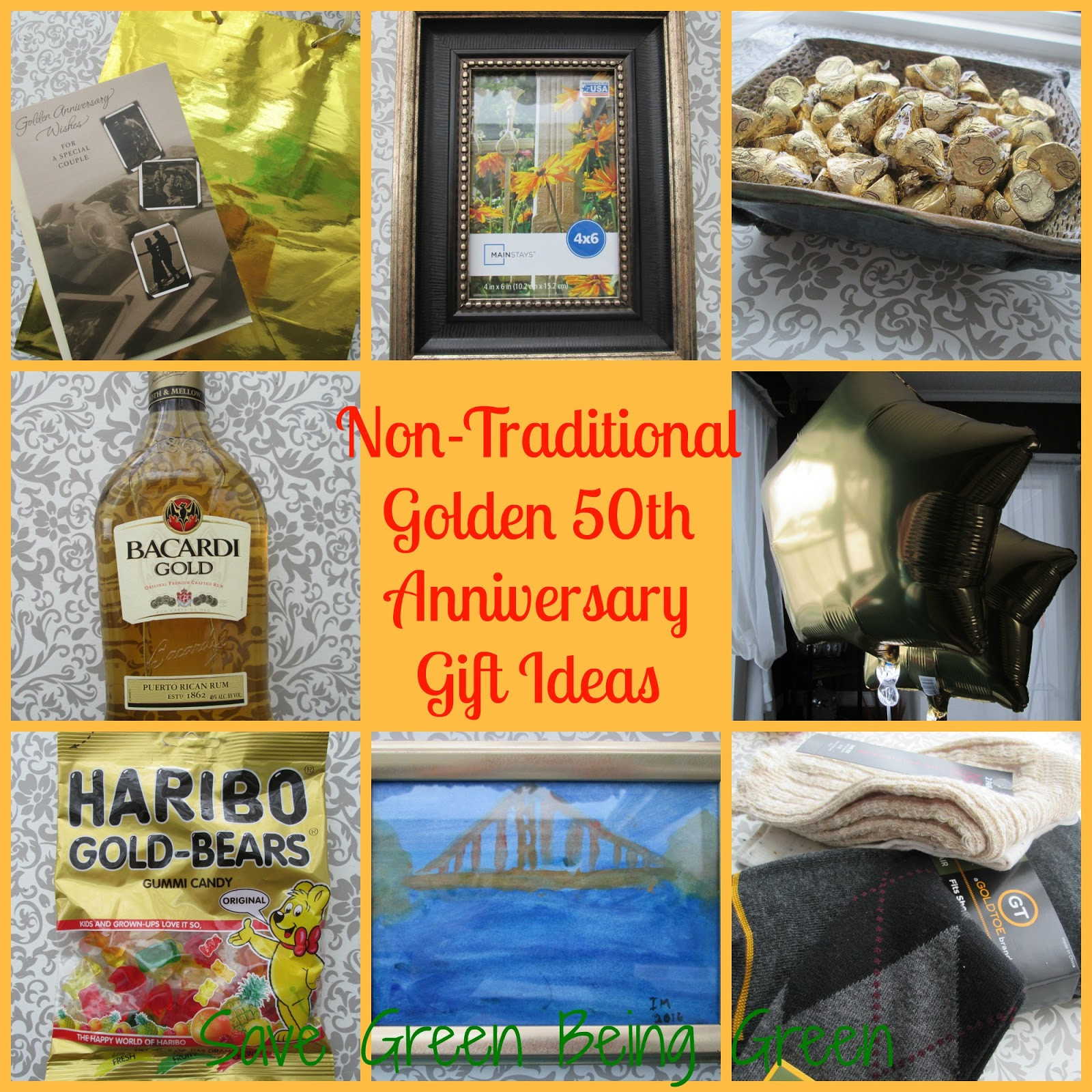 Fiftieth Wedding Anniversary Gift Ideas
 Save Green Being Green Non Traditional Golden 50th