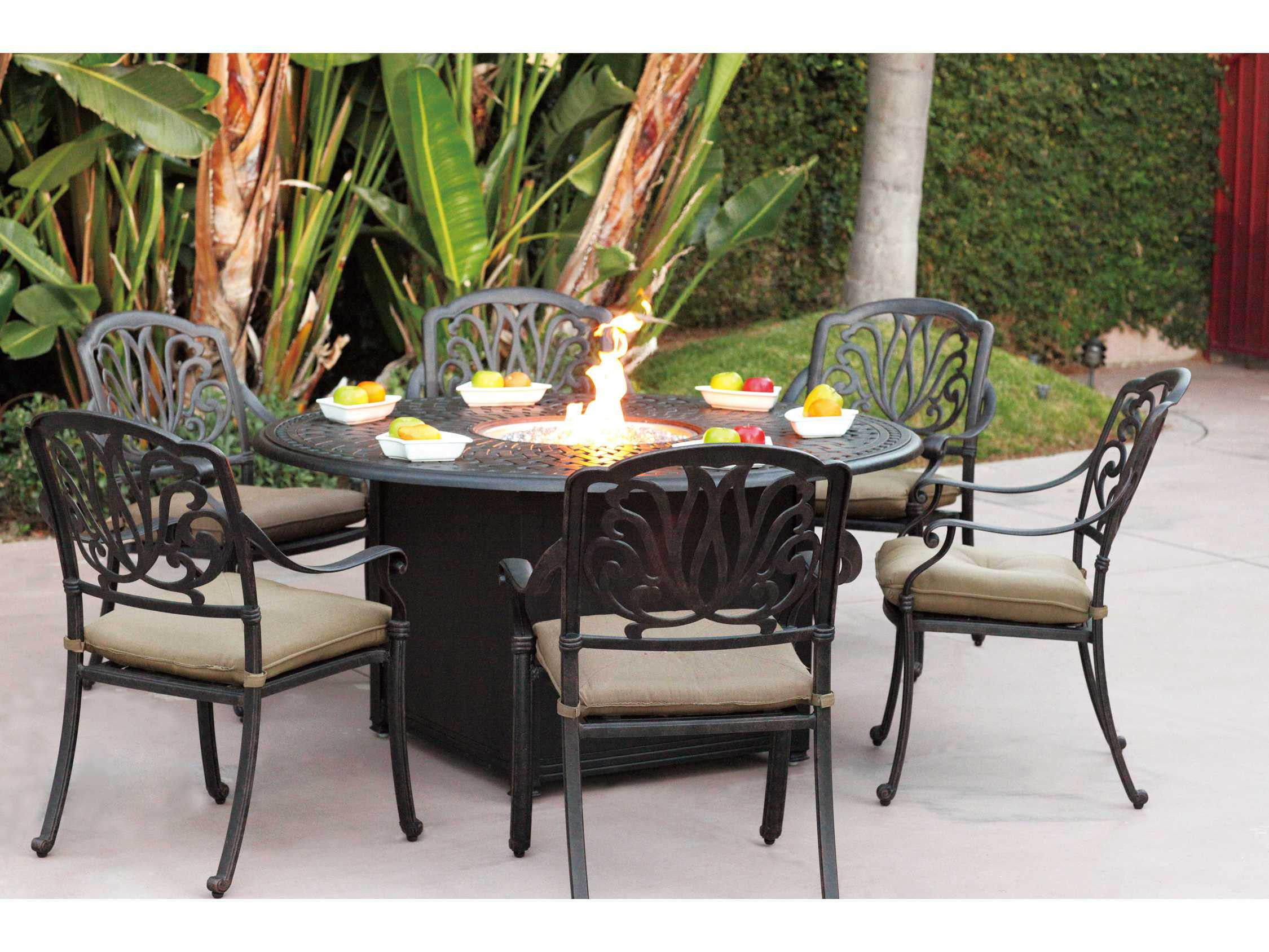 Wendall Outdoor Fire Pit Dining Table Woodard hammered 48 in. round fire pit table
