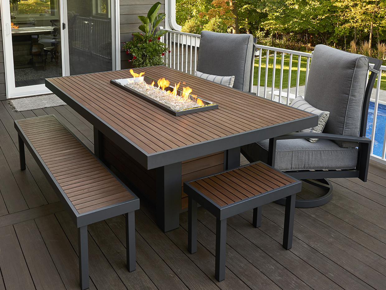 Fire Pit Dining Table
 Outdoor Greatroom Kenwood 80 69 x 50 5 Rectangular Linear