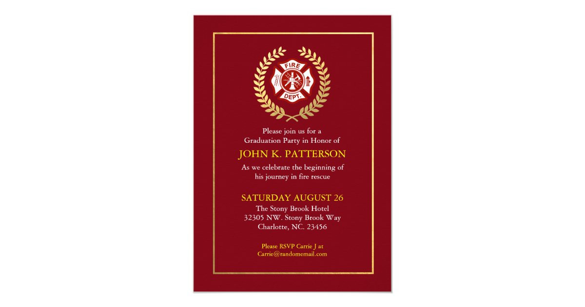 Firefighter Graduation Party Ideas
 Firefighter Graduation Retirement Invitation