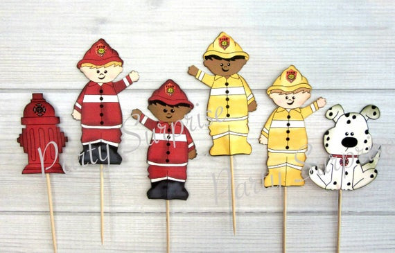Firefighter Graduation Party Ideas
 Firemen Cupcake Toppers Firefighter Party Supplies Cake