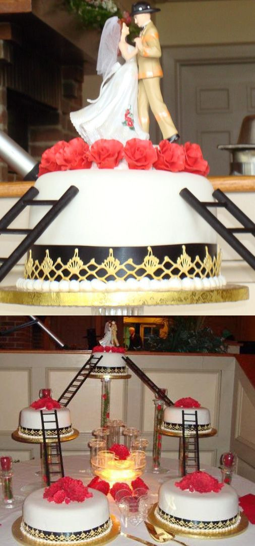 Firefighter Wedding Cake
 Firefighter Themed Multi Tier Wedding Cake