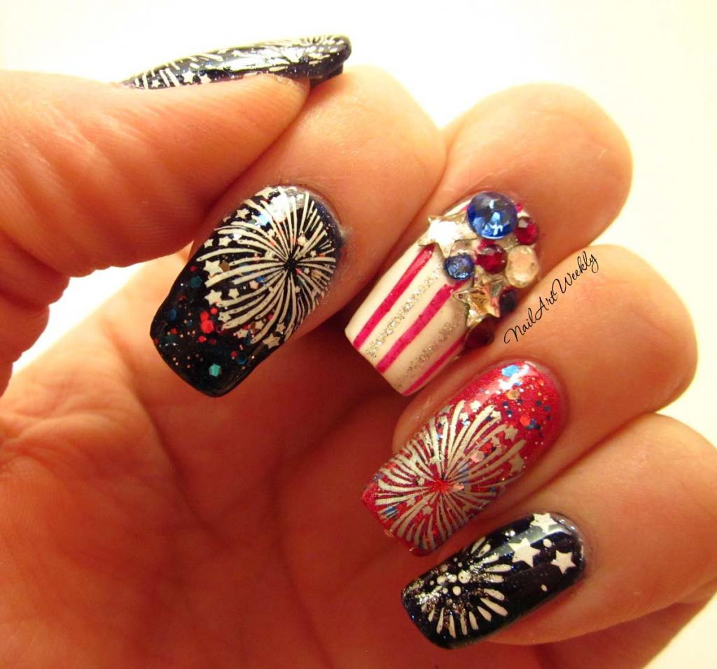 Firework Nail Art
 Holiday Blog Party and Fireworks Stamped Nail Art Design