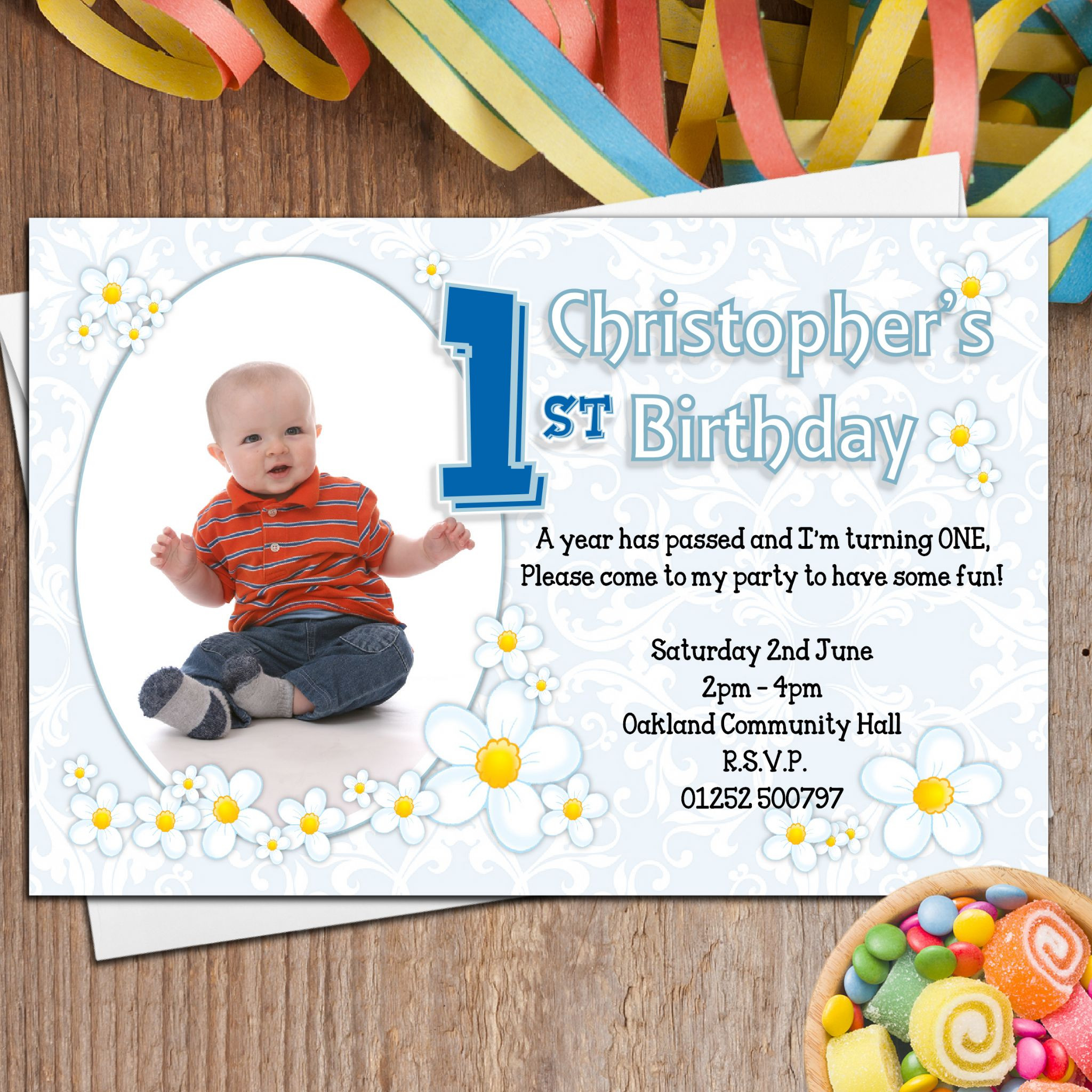 First Birthday Boy Invitations
 10 Personalised Boys First 1st Birthday Party PHOTO