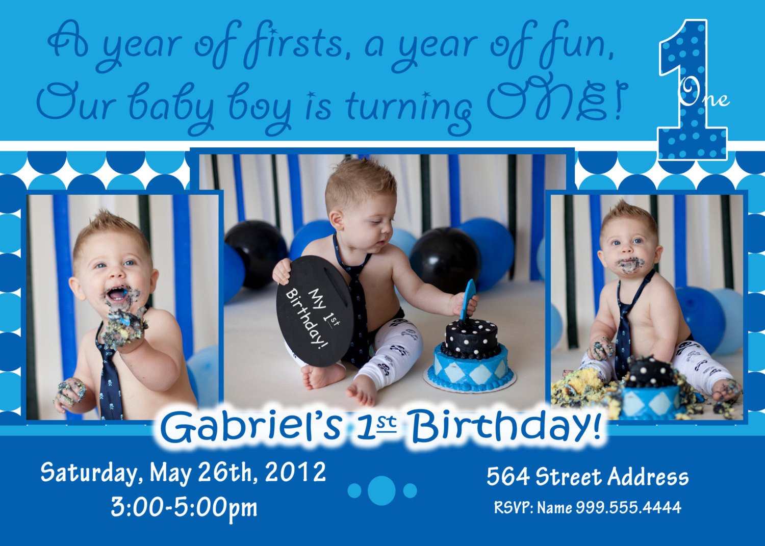 First Birthday Boy Invitations
 Baby Boy 1st Birthday Invitations