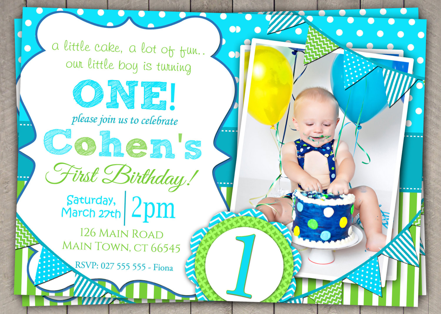 First Birthday Boy Invitations
 Boys 1st Birthday Invitation Blue and by PixiePerfectParties