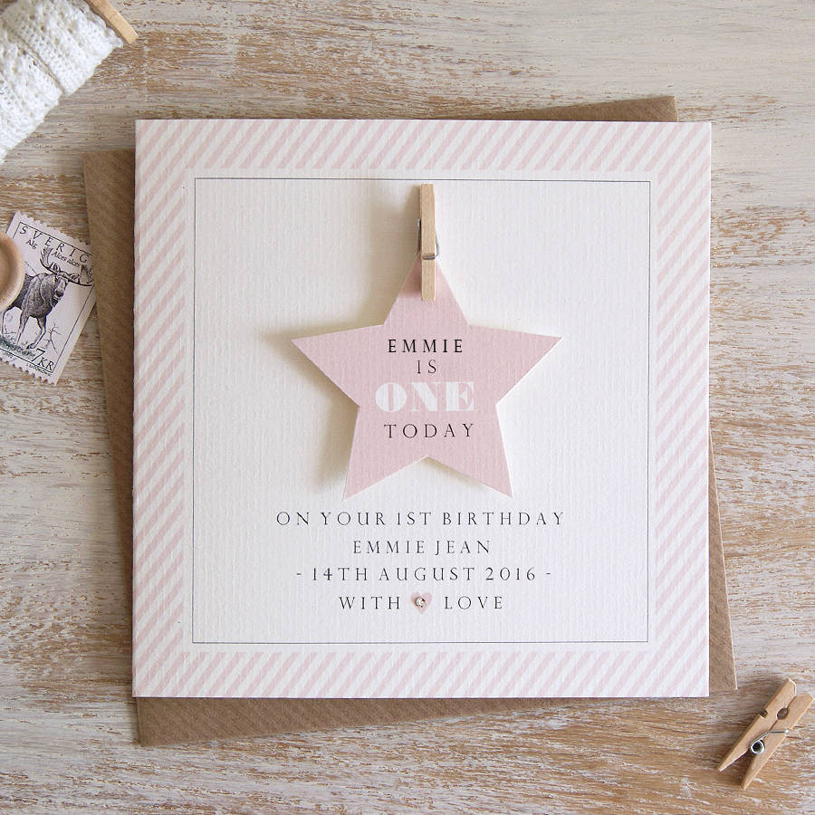First Birthday Card
 personalised star first birthday card by button box cards