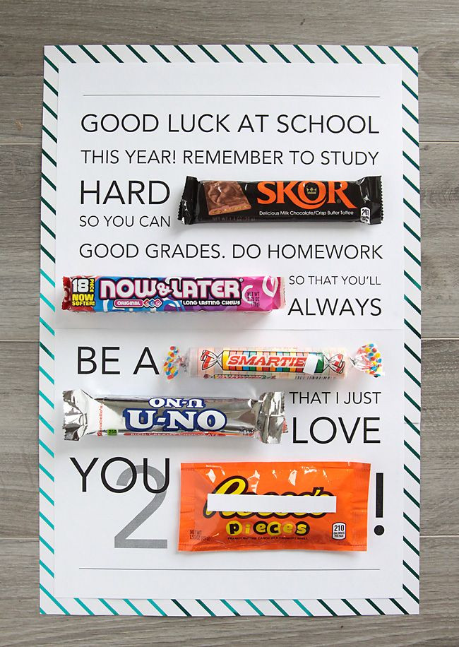 First Day Of School Gifts For Kids
 Free printable Valentine s Day candygram candy poster