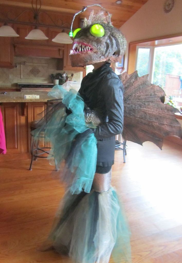 Fish Costume DIY
 Amazing Homemade Angler Fish Costumer for My 11 yr old