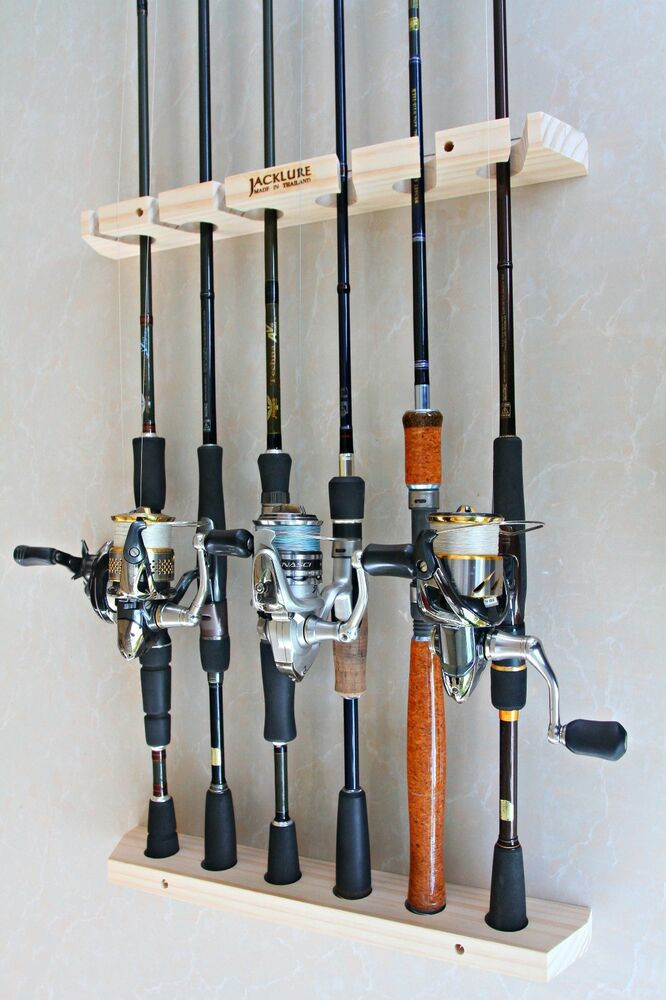 Fishing Rod Rack DIY
 Handmade Fishing rod racks wall type of 6 vertical