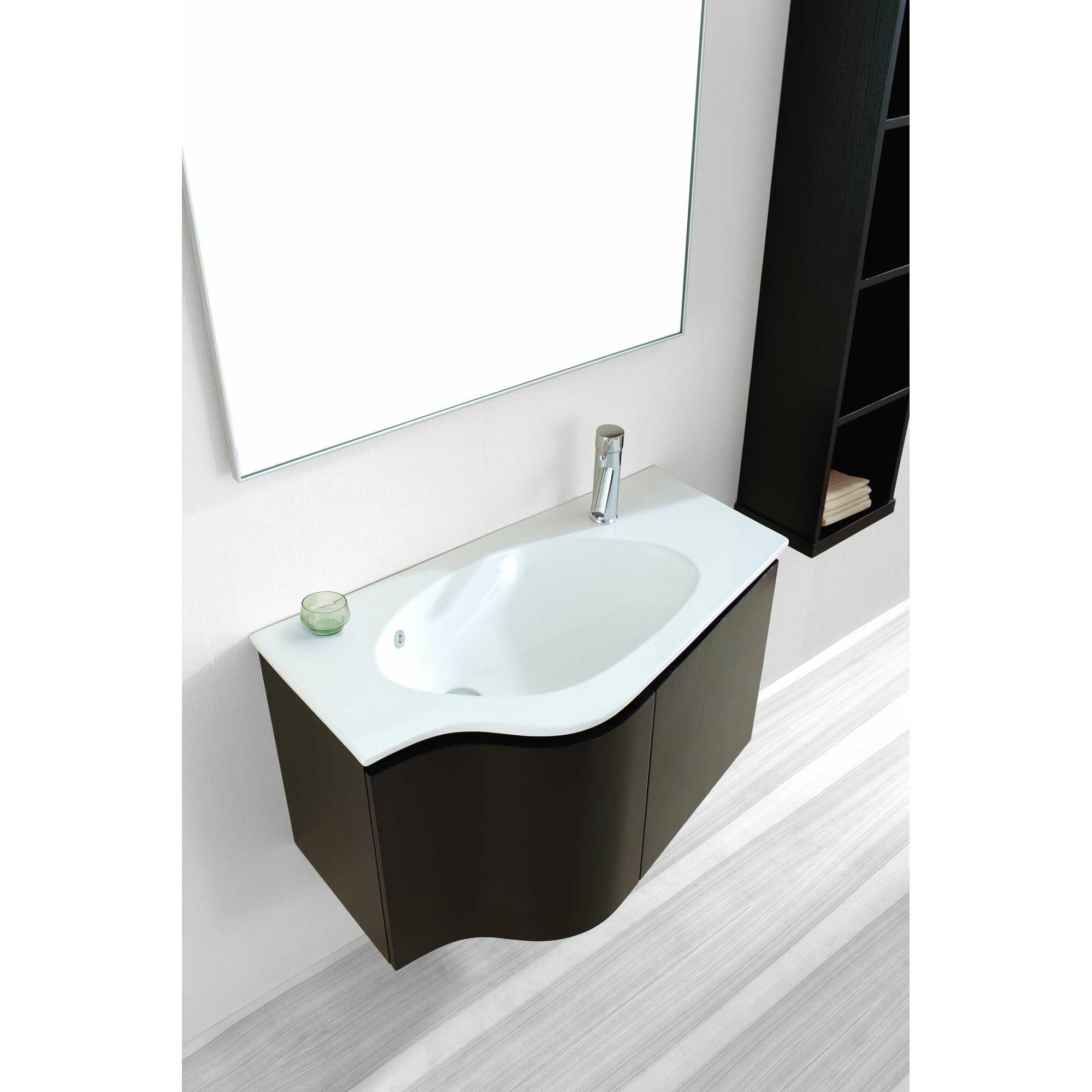 Floating Bathroom Mirror
 Virtu Roselle 35" Single Floating Bathroom Vanity Set with