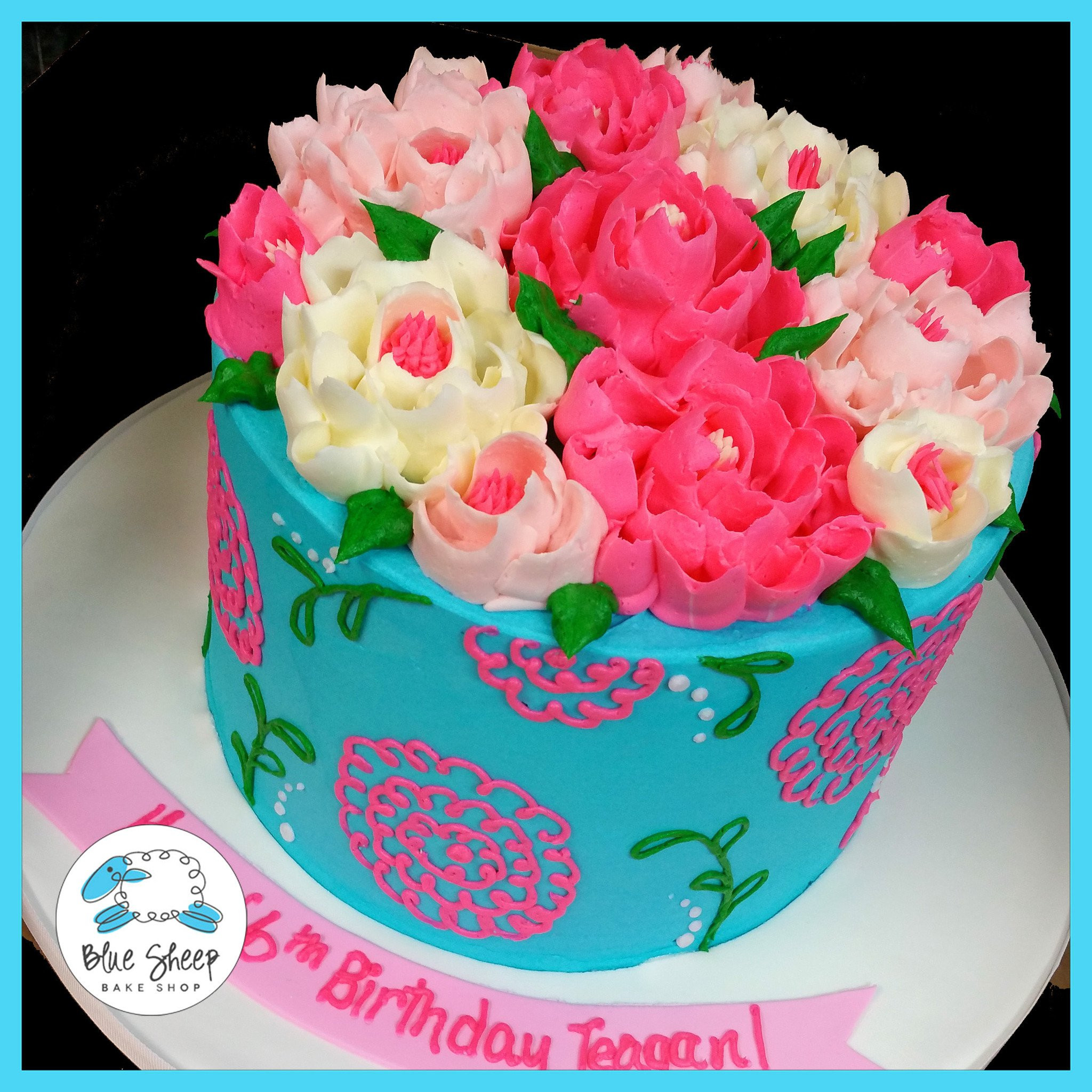 Floral Birthday Cake
 Ribbon Flower Buttercream Birthday Cake