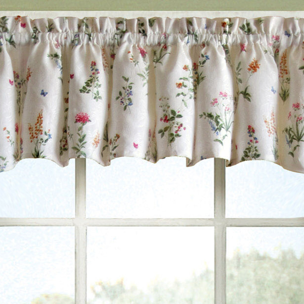 Floral Kitchen Curtains
 English Garden Floral White Jacquard Kitchen Curtains 12