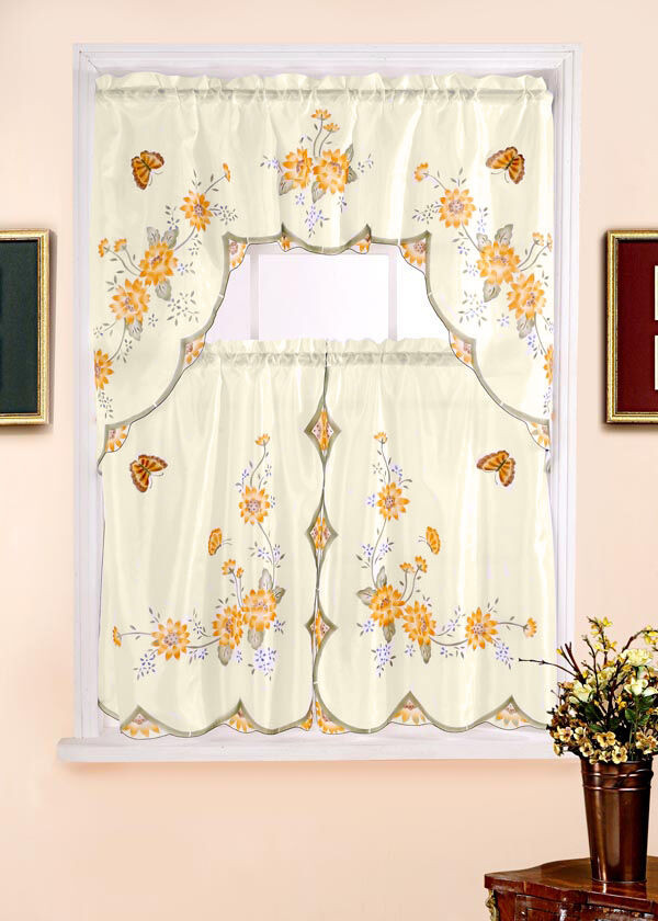 Floral Kitchen Curtains
 FLORAL PLETE TIER & SWAG SET KITCHEN CURTAIN SET