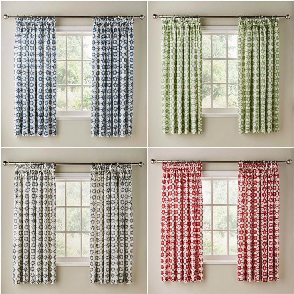 Floral Kitchen Curtains
 FLORAL PRINT COTTON PENCIL PLEAT NEW KITCHEN CURTAINS WITH